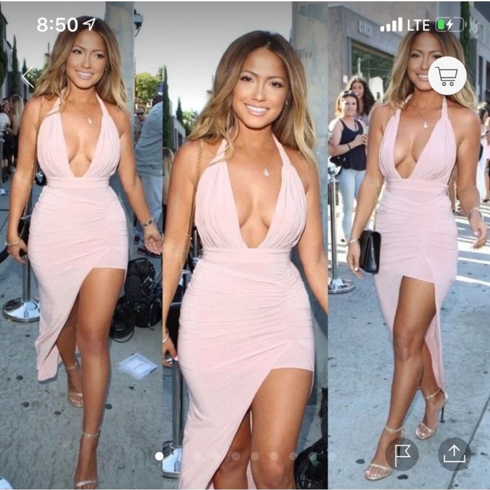 Pink Sequin Asymmetrical Backless Dress